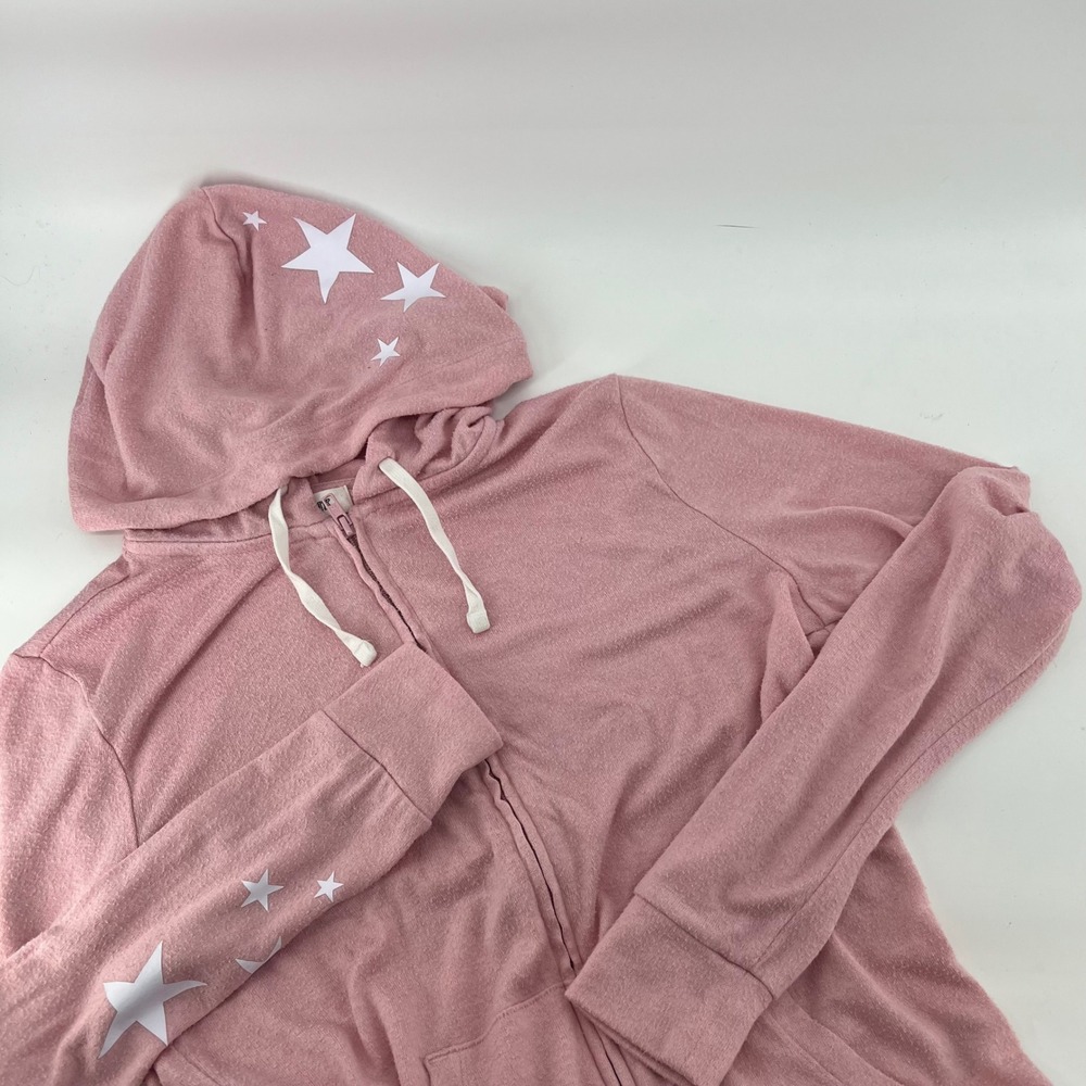PINK Victoria's Secret Full Zip Up Hoodie Star Print Pink Women's Small‎ S